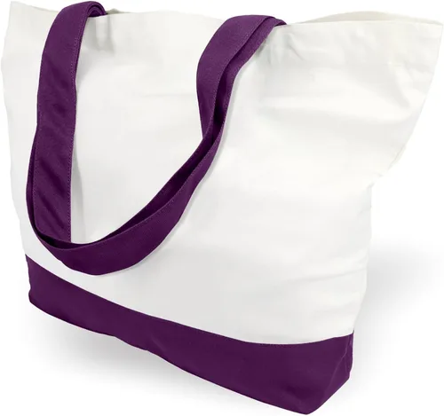 Miniatura 30 de TOPDesign - Paquete de 1 bolsa de lona de algodón, superfuerte, 12 onzas, bolsa para compras reutilizable, de tela, diseño moderno, en dos tonos