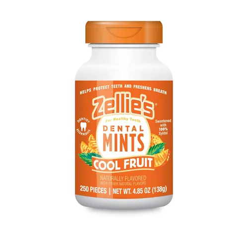 Zellie's - Mentas de frutas frescas 100% xilitol, sin aspartamo, sin gluten, veganas y kosher (250 unidades, paquete de 1)