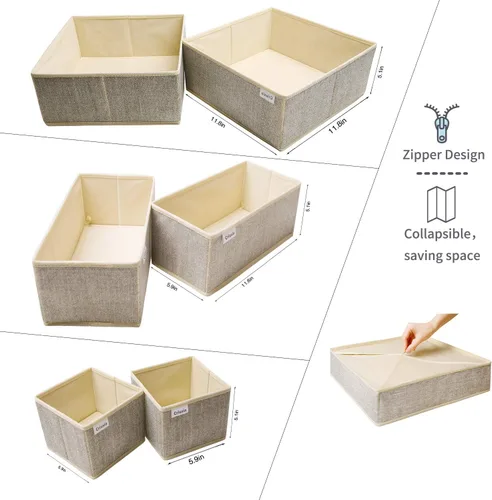 Miniatura 2 de Criusia Organizador de cajones para ropa interior, juego de 6 organizadores plegables de cajones de ropa interior y separadores de armario, caja