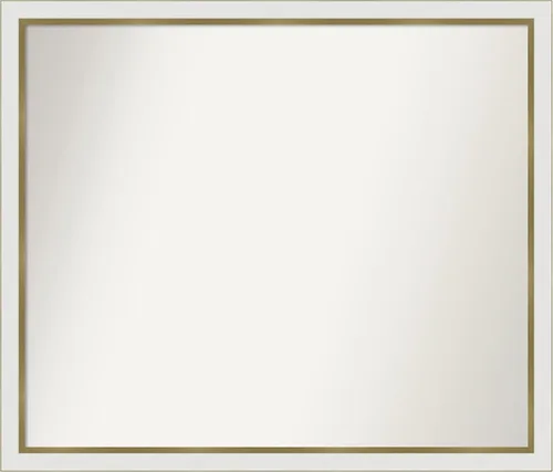 Miniatura 441 de Amanti Art Espejo de baño blanco para sobre el fregadero, 30 x 35 pulgadas, espejo de tocador rectangular estrecho de Eva de oro blanco, marco