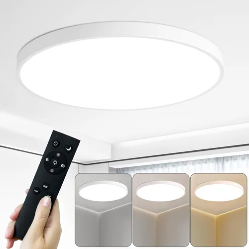 Miniatura 7 de Lámpara de techo LED redonda de 19.7 pulgadas, lámpara de techo de montaje empotrado regulable de 36W con control remoto, lámpara de techo moderna