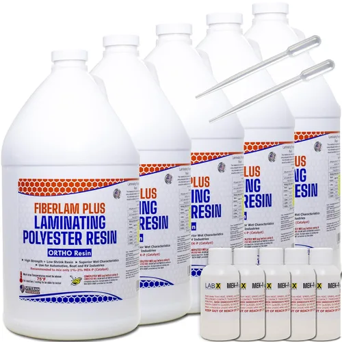 Miniatura 13 de FIBERLAM Plus 1-10G Resina de poliéster 1-10 galones +endurecedor MEKP; revestimiento de baja viscosidad para laminado de estera/biaxial/tela
