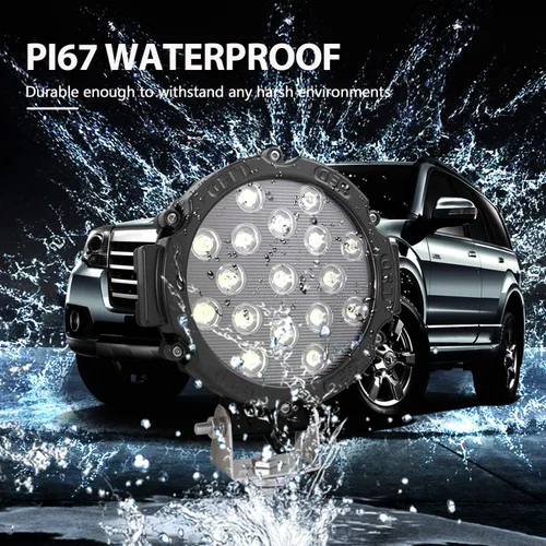 Miniatura 6 de Willpower 2 piezas 7 pulgadas 51 W negro punto haz redondo LED trabajo barra de luz DC 9-30 V para camión coche ATV SUV 4X4 Jeep camión lámpara