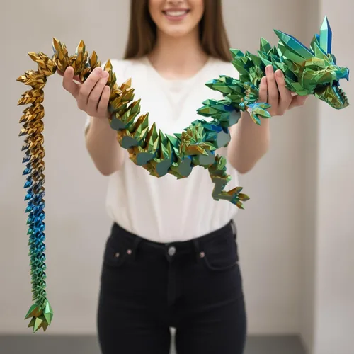 Miniatura 11 de Juguetes para ansiedad de dragón de cristal con estampado 3D súper grande de 48.82 pulgadas, figuras de animales extra largas y grandes, decoración