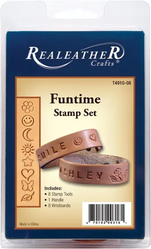Realeather Kit de artesanía en cuero, juego de sellos Funtime