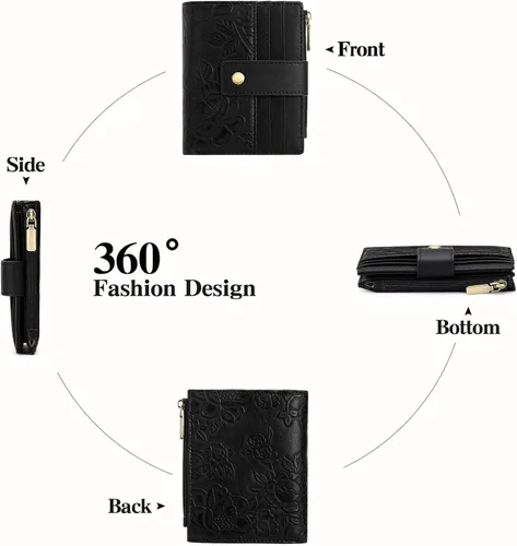 Miniatura 3 de SENDEFN Billeteras pequeñas para mujer, con bloqueo RFID, de cuero, plegable, para tarjetas de crédito, bolsillo con cremallera y ventana
