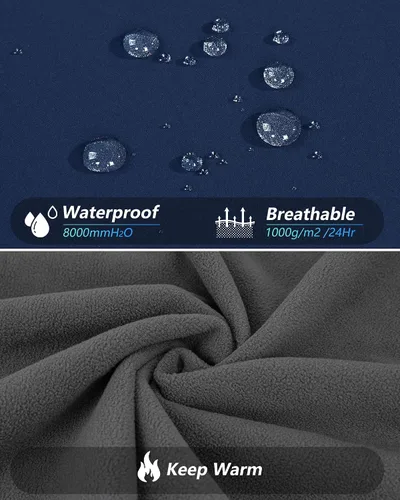 Miniatura 5 de 33,000ft Chaqueta de Lluvia Impermeable para Mujer de Softshell Largo con Capucha y Forro de Forro Polar, Cortavientos