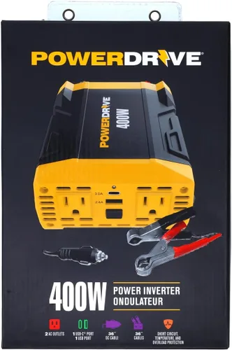 Miniatura 7 de PowerDrive PWD400 - Inversor de corriente de 400 vatios de 12 V CC a 110 V CA con 2 salidas y 2 puertos