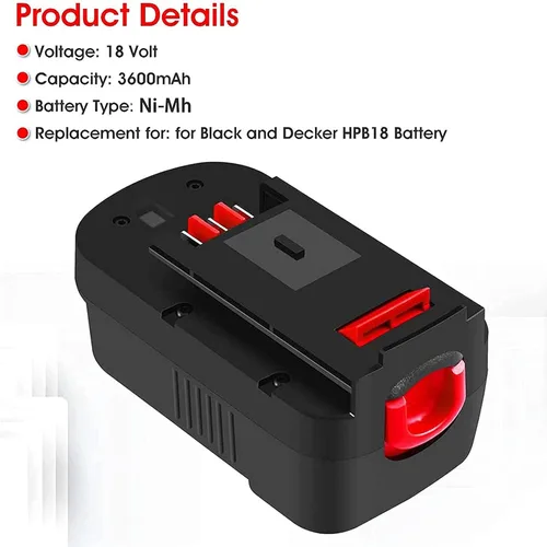 Miniatura 3 de Paquete de 2 [actualizado a 3600 mAh] HPB18 de repuesto para batería Black and Decker de 18 V compatible con B-lack and Decker batería de 18 voltios