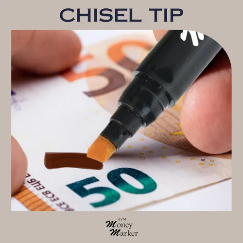 Miniatura 5 de HVM Marcador de dinero falso (12 marcadores de dinero falso) - Pluma detectora de billetes con punta biselada mejorada - Detecta billetes falsos