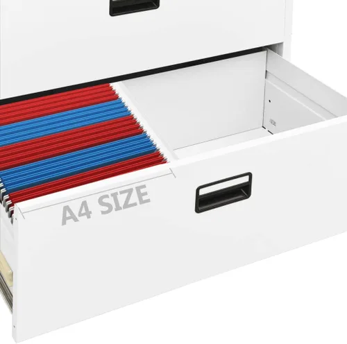 Miniatura 3 de Archivador de metal de 2 cajones, archivador de acero para oficina con cerradura para el hogar y la oficina, 35.4 x 18.1 x 28.5 pulgadas (blanco)