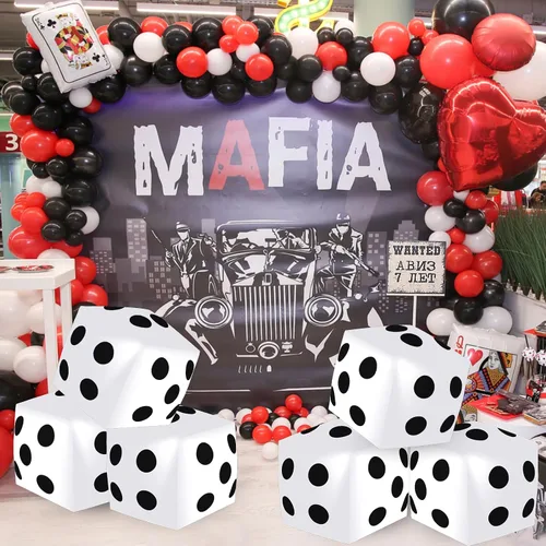 Miniatura 7 de 4 dados inflables gigantes de 12.6 pulgadas, juego divertido de dados inflables grandes para interiores y exteriores, césped, piscina, fiesta, Negro