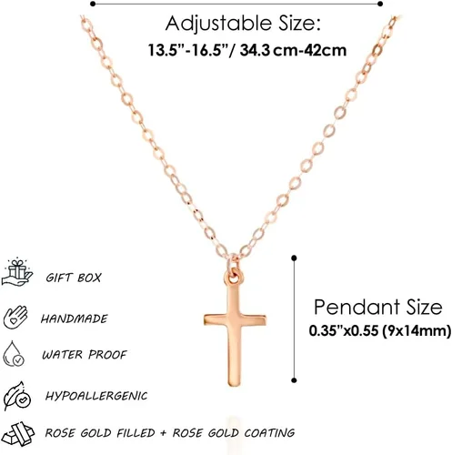 Miniatura 21 de Collar de cruz de oro para mujer, collares con colgante de cruz minimalista, longitud de 16 a 18 pulgadas, joyería cristiana hecha a mano, regalo