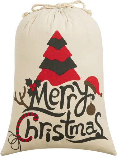 HBlife Saco de Papá Noel Personalizado Bolsa de Papá Noel para Bolsa de Regalo de Navidad Algodón con Cordón Tamaño 19.7 x 27.6 Pulgadas