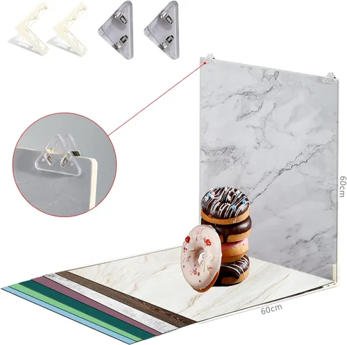 Miniatura 5 de Tablero grande de fondo de fotos de 24 x 24 pulgadas: 9 piezas de 18 patrones de fondos de fotografía de productos para joyería de alimentos, kit