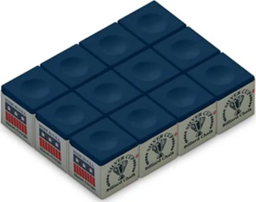 Silver Cup caja de gis para tacos de pool/billar, 12 cubos. Azul