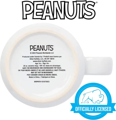Miniatura 4 de Silver Buffalo Snoopy de Navidad de Peanuts, galletas y cacao, delicias festivas de Snoopy, taza grande de cerámica estilo cámper, 20 onzas Peanuts