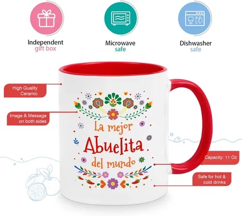 Miniatura 5 de YHRJWN Taza de café Abuela La Mejor Abuelita Del Mundo, regalo para la abuela en español para el día de la madre, cumpleaños, Navidad, regalo