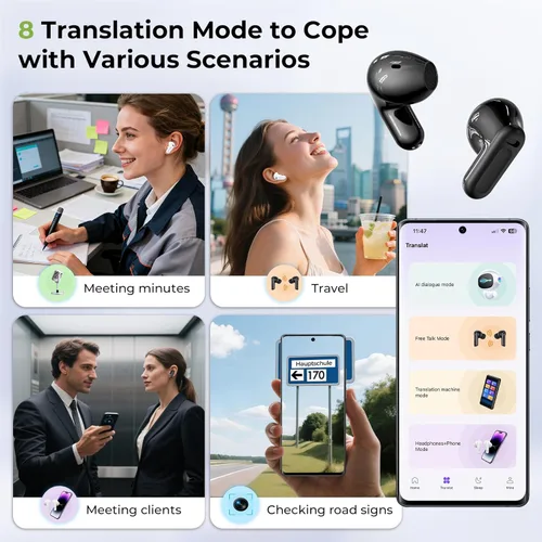 Miniatura 9 de Auriculares BEARTAIN NE20, Nuevos Auriculares AI NE20 de 2025 con Traducción en Tiempo Real, Auriculares Traductor de Idiomas con Pantalla Táctil
