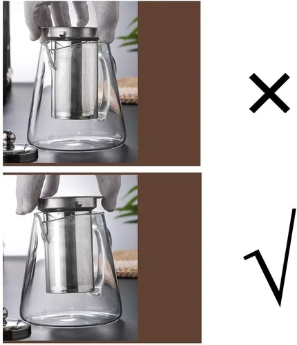 Miniatura 8 de Tetera de vidrio con infusor Tetera de 32 oz/43 oz Hervidor de té seguro para estufa Juego de tetera para té floreciente y de hojas sueltas