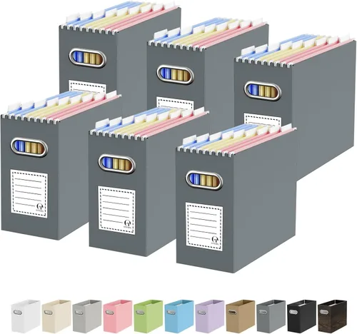 Miniatura 43 de Oterri Caja organizadora de archivos de cartón para colgar carpetas de archivos, tamaño carta, caja de archivos para escritorio de computadora