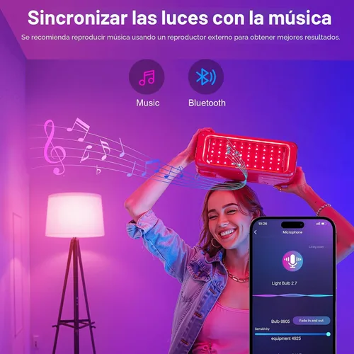 Miniatura 3 de FRIDEKO HOME Bombillas inteligentes – Bombilla LED regulable que cambia de color para el hogar, funciona con sincronización de música Bluetooth