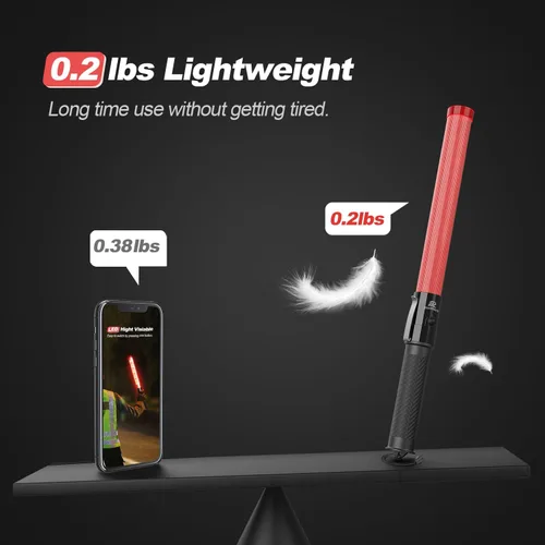 Miniatura 3 de RoadHero Varita de tráfico de 16 pulgadas, paquete de 2 luces de control de tráfico aéreo con 3 modos intermitentes, varitas de señal de seguridad
