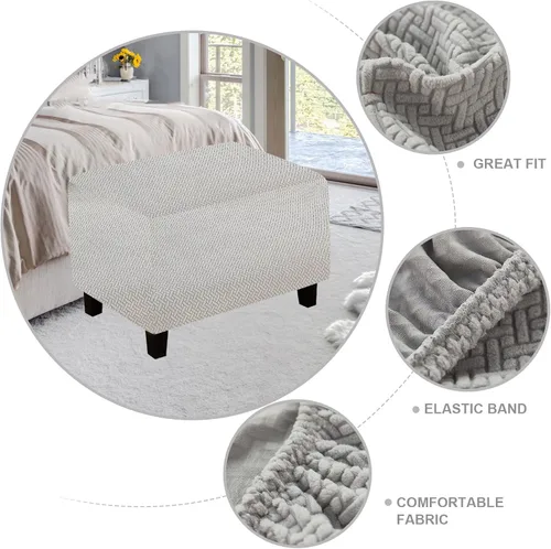 Miniatura 5 de Funda otomana de sofá resistente al desgaste, fundas otomanas rectangulares elásticas, funda para taburete de pies, fundas de taburete extraíbles