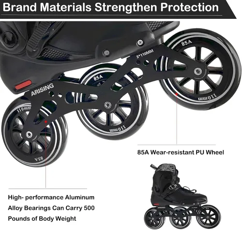 Miniatura 3 de Patines en línea para hombres y mujeres, Patines en línea para adultos, patines en línea profesionales, unisex, 3 ruedas de 4.331 in
