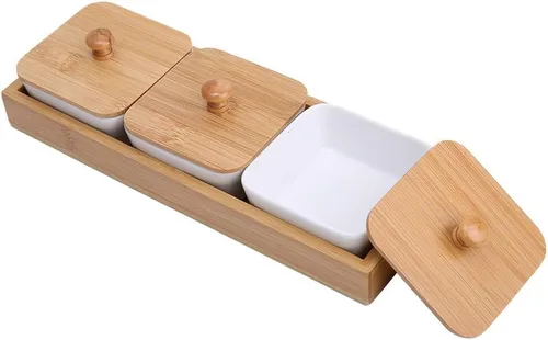 Miniatura 7 de TOPINCN Plato de cerámica para servir, plato rectangular con cubierta de bandeja, plato de postre para fiestas, aperitivos y cenas