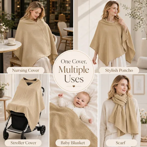 Miniatura 2 de TADO MUSLIN Paquete de 2 fundas de muselina para lactancia materna, 100% algodón orgánico, para mamá, delantal de lactancia de privacidad, suave