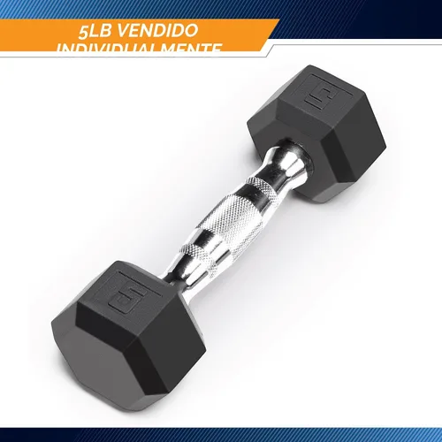 Miniatura 2 de Marcy - Mancuerna hexagonal de goma clásica con agarre estriado para entrenamiento de fuerza y culturismo, 5 libras - 50 libras, mancuerna