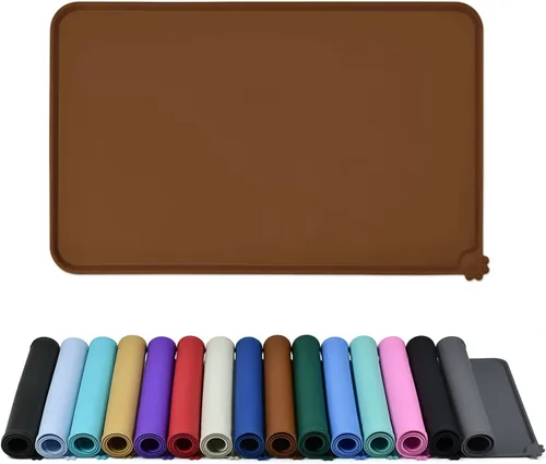 Miniatura 11 de Reopet Tapete de silicona para cuenco de perro y gato, antiadherente, para alimentos, impermeable, varios colores, tamaños y propósitos Gris