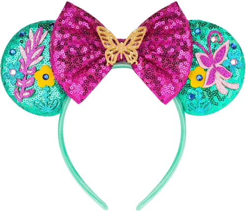 Miniatura 11 de FANYITY - Orejas de ratón, diadema con lentejuelas brillantes para cosplay de ratón para niños, niñas y mujeres, para Halloween y viaje a Disney