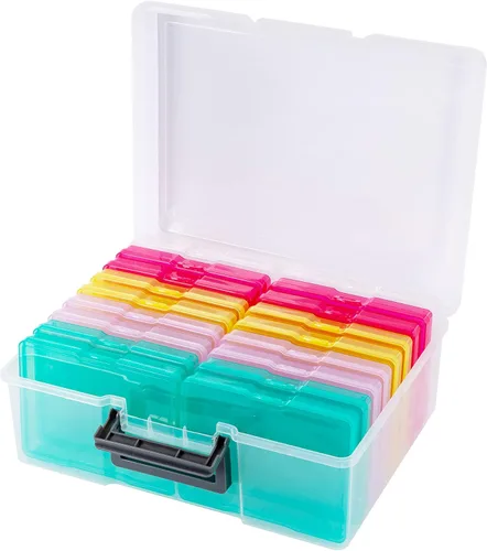 Miniatura 8 de Caja de almacenamiento de fotos de 5 x 7 pulgadas, 18 contenedores interiores extra grandes para organizar fotos, caja de almacenamiento de plástico