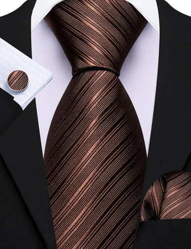 Miniatura 142 de Barry.Wang Juego de corbatas para hombre, corbata de seda a rayas, tejido a cuadros, gemelos formales, negocios, boda