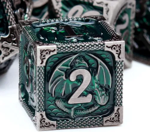 Miniatura 19 de Haxtec - Juego de dados de metal DND, dados poliédricos D&D compatibles con Dungeons and Dragons, regalo TTRPG, dados de metal bronce antiguo