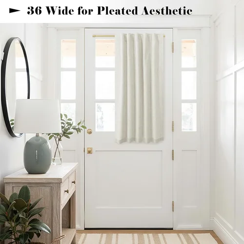 Miniatura 2 de KOUFALL - Cortinas de medio estilo francés de lino para ventana, juego de 2 cortinas cortas de 40 pulgadas de longitud, para privacidad, cortinas