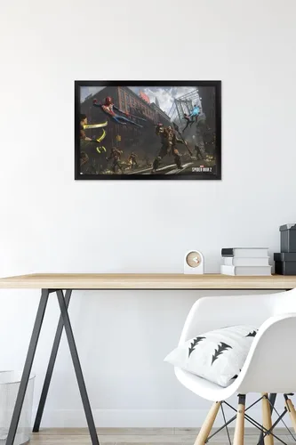 Miniatura 6 de Trends International Marvel's Spider-Man 2 - Póster de pared de lucha callejera con Kraven, 14.72 x 22.37 pulgadas, versión enmarcada en negro