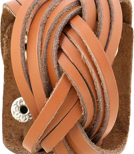 Miniatura 2 de Pulsera de piel indio café para hombrescapas Wrap pulsera de piel para hombre