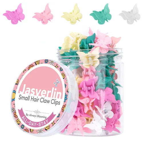 JASVERLIN Pinzas para el cabello de mariposa coloridas, lindas pinzas pequeñas para niñas, Y2K 90s para niños y mujeres, mariposas, accesorios para