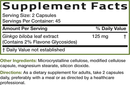 Miniatura 8 de Bronson Ginkgo Biloba Extra Strength Apoya la función cerebral y la memoria, 90 cápsulas vegetarianas Vegetariano, sin OMG, sin gluten, sin soja