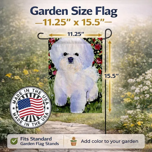 Miniatura 2 de Caroline's Treasures SS8914GF Bandera de Bichon Frise para jardín, bandera decorativa para patio exterior, obras de arte de patio, macizos de Bichon