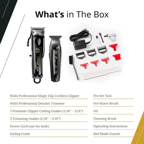Miniatura 5 de Wahl Professional Combo de barbero inalámbrico, clip mágico y detallador de li, batería de iones de litio, tiempo de funcionamiento de 100 minutos