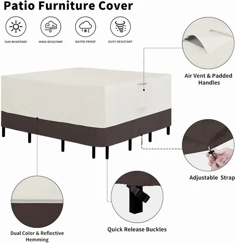 Miniatura 5 de Easy-Going Juego de fundas cuadradas para muebles de patio, 56 x 56 pulgadas, para mesa y silla, impermeables, resistentes a los rayos UV, para sofá