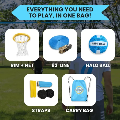Miniatura 8 de HALO BALL Aro de baloncesto portátil con altura ajustable – Juega el juego flotante al aire libre en la playa, césped, patio trasero, piscina
