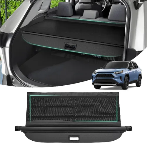 Powerty Cubierta de carga retráctil para Toyota RAV4 2019-2025 - Cubierta de maletero con textura de fibra de carbono, pantalla de privacidad,