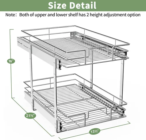 Miniatura 3 de ROOMTEC Organizador de armario extraíble (13½ pulgadas de ancho x 21.5 pulgadas de profundidad), 2 niveles de almacenamiento extraíble para cajón