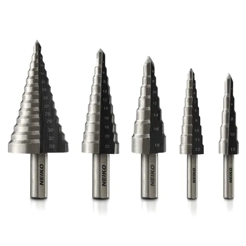 Miniatura 22 de NEIKO 10602A Step Drill Bit, 13 Steps 1/8" to 1/2" Spiral High Speed Steel, Titanium Nitride Coated, 1/4" Quick Change Step Bits for Steel, Metal