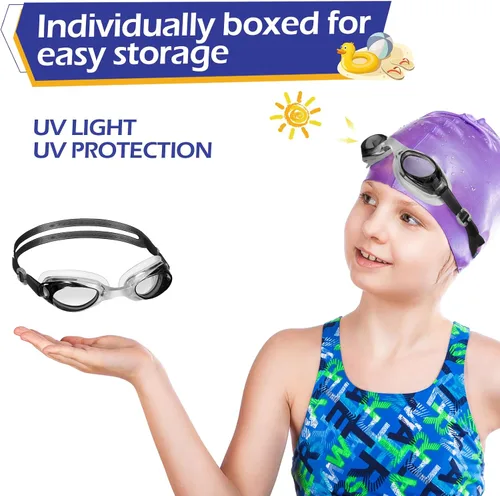 Miniatura 5 de Konohan Paquete de 15 gafas de natación de verano, unisex, de silicona, anti niebla, lentes transparentes para adultos, hombres, mujeres y niños